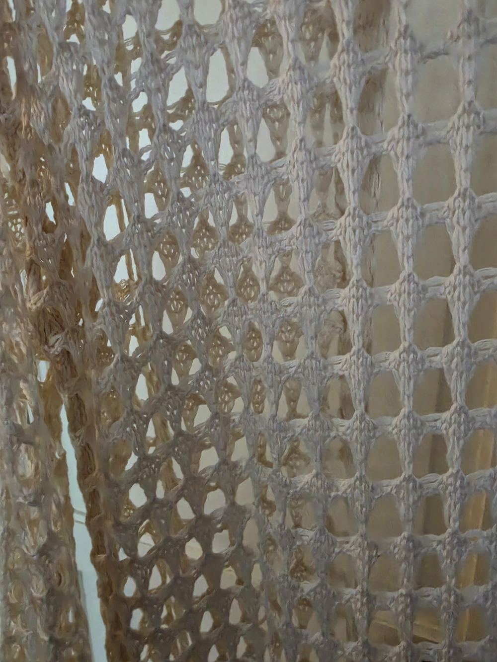 Open Knit Long Duster Cardigan - Cream - Picture 3 of 4